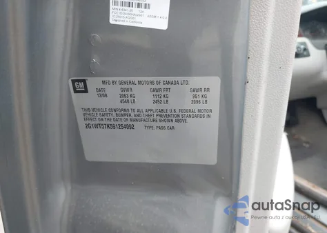 2009 Chevrolet Impala Lt z USA, uszkodzony, nr VIN 2G1WT57K591254092